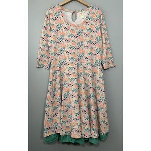Matilda Jane Womens Large 3/4 Sleeve Floral Knit Dress Joanna Gaines Cottagecore